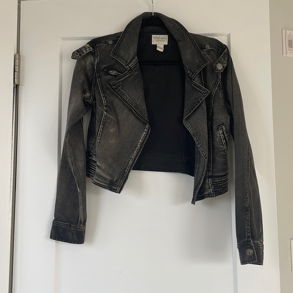 Black denim crop jacket